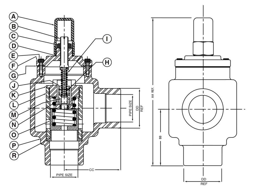 ASeries internal pilot valve dimensions